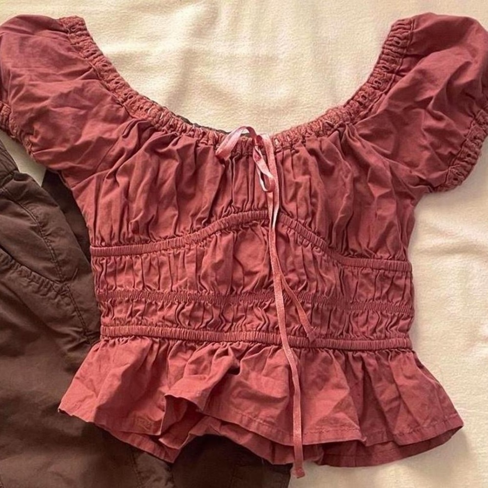 Burgundy babydoll top 100% cotton